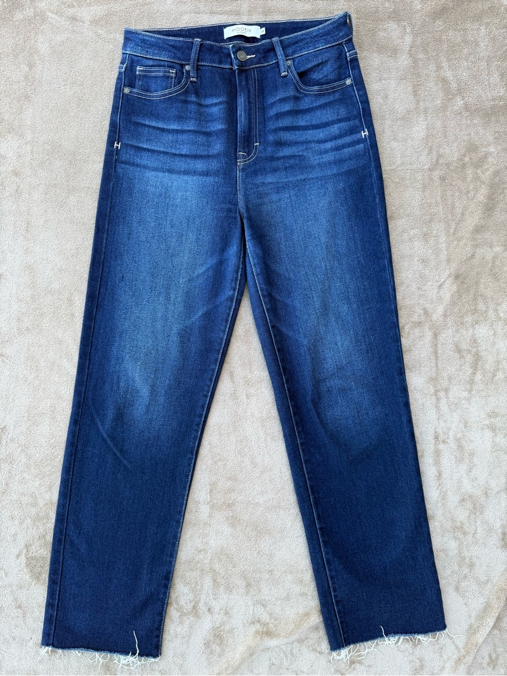 Hidden Jeans Tracey straight raw hem dark wash jeans